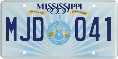 MS license plate MJD041