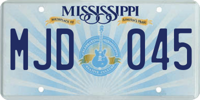 MS license plate MJD045