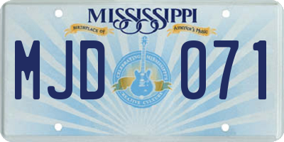 MS license plate MJD071