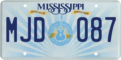 MS license plate MJD087