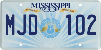 MS license plate MJD102