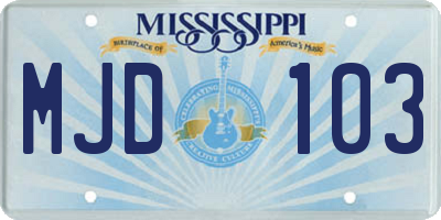 MS license plate MJD103