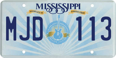 MS license plate MJD113