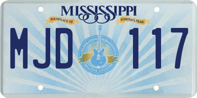 MS license plate MJD117