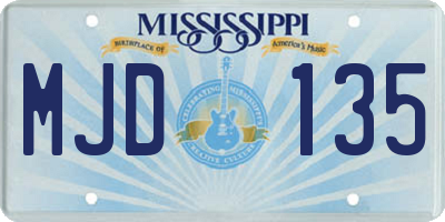 MS license plate MJD135