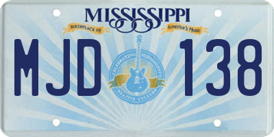 MS license plate MJD138