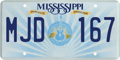 MS license plate MJD167