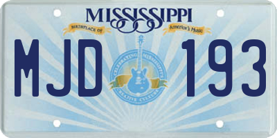 MS license plate MJD193