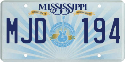 MS license plate MJD194
