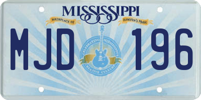 MS license plate MJD196