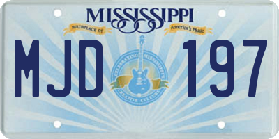 MS license plate MJD197
