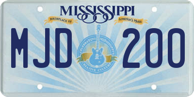 MS license plate MJD200