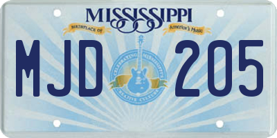 MS license plate MJD205