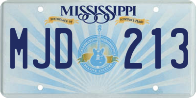 MS license plate MJD213