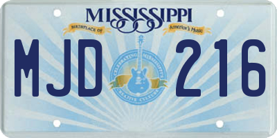 MS license plate MJD216