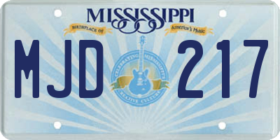 MS license plate MJD217