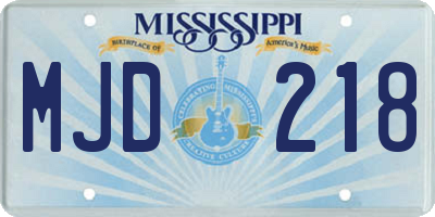 MS license plate MJD218