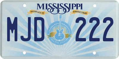 MS license plate MJD222