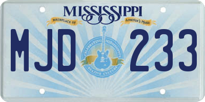 MS license plate MJD233