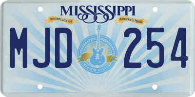 MS license plate MJD254