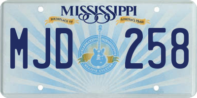 MS license plate MJD258