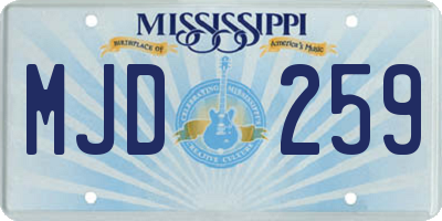 MS license plate MJD259