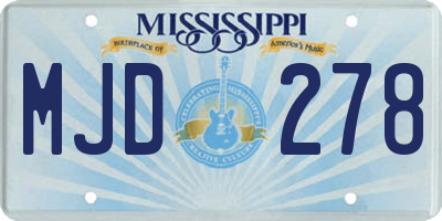 MS license plate MJD278