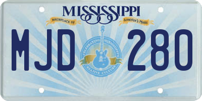 MS license plate MJD280