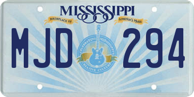MS license plate MJD294