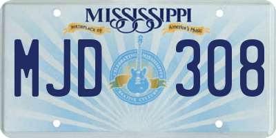 MS license plate MJD308