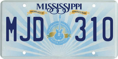 MS license plate MJD310