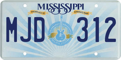 MS license plate MJD312