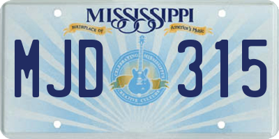 MS license plate MJD315