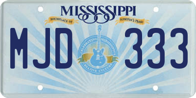 MS license plate MJD333