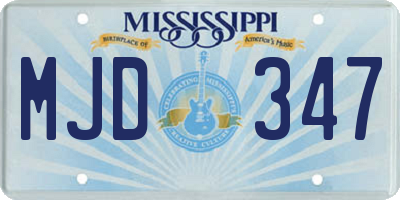 MS license plate MJD347