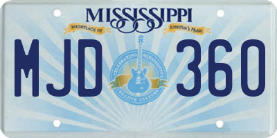 MS license plate MJD360