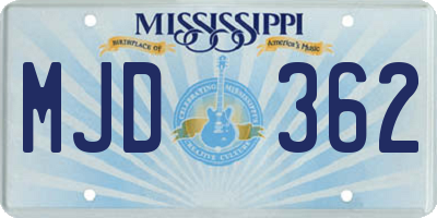 MS license plate MJD362