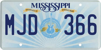 MS license plate MJD366
