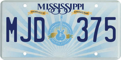 MS license plate MJD375
