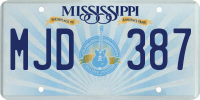 MS license plate MJD387