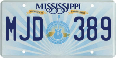MS license plate MJD389