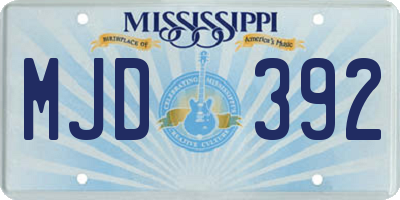 MS license plate MJD392