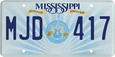 MS license plate MJD417