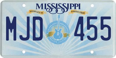 MS license plate MJD455