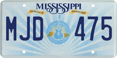 MS license plate MJD475