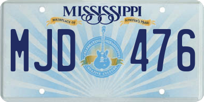 MS license plate MJD476