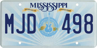 MS license plate MJD498