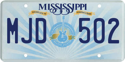 MS license plate MJD502
