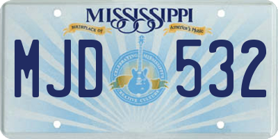MS license plate MJD532