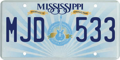 MS license plate MJD533